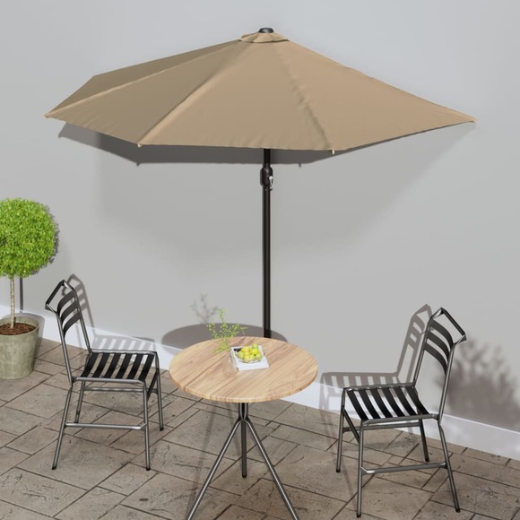 vidaXL Balkon-Sonnenschirm mit Alu-Mast Taupe 270×135 cm Halbrund