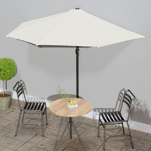 vidaXL Balkon-Sonnenschirm mit Alu-Mast Sandfarben 300×150 cm Halbrund