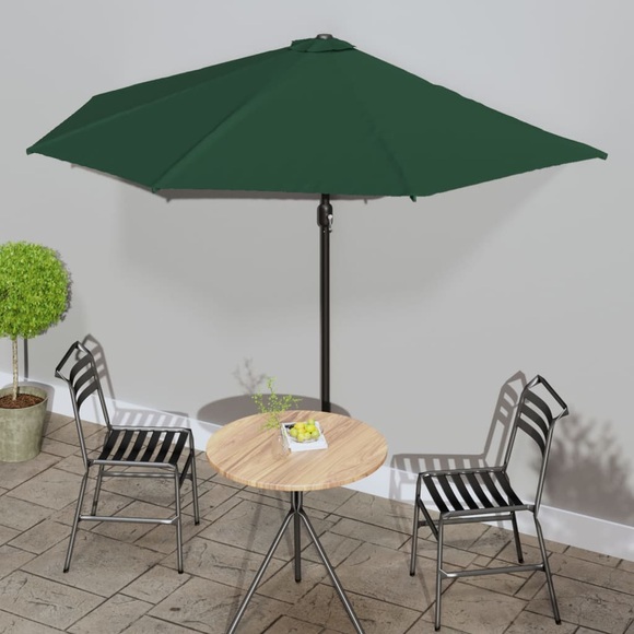 vidaXL Balkon-Sonnenschirm mit Alu-Mast Grün 300×150 cm Halbrund
