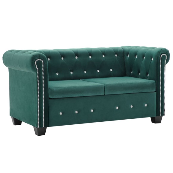 vidaXL Chesterfield Sofa 2-Sitzer Samtbezug 146 x 75 x 72 cm Grün