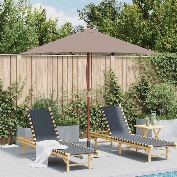 Sonnenschirm mit Holzmast 150 x 200 cm Taupe