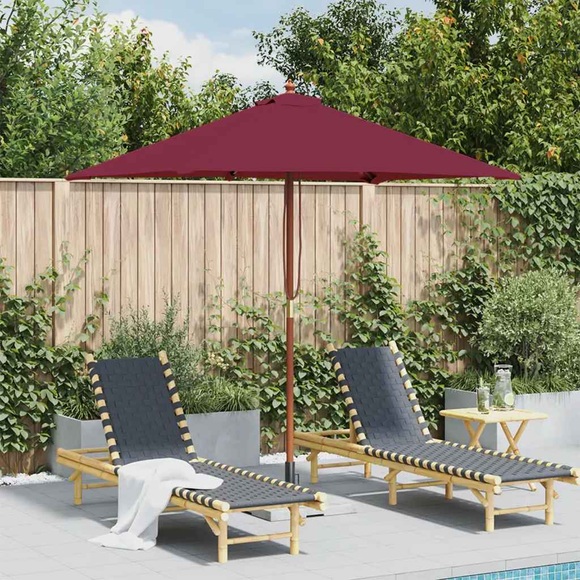 Sonnenschirm mit Holzmast 150 x 200 cm Bordeauxrot