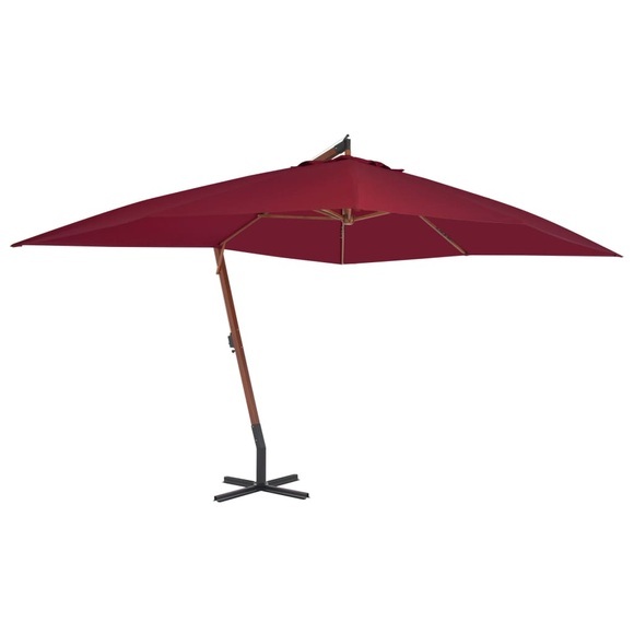 Ampelschirm mit Holzmast 400x300 cm Bordeauxrot