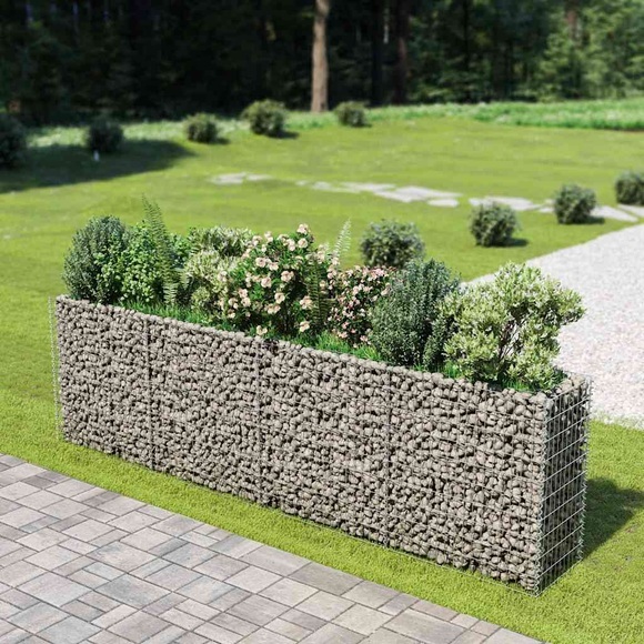 vidaXL Gabionen-Hochbeet Verzinkter Stahl 360×50×100 cm