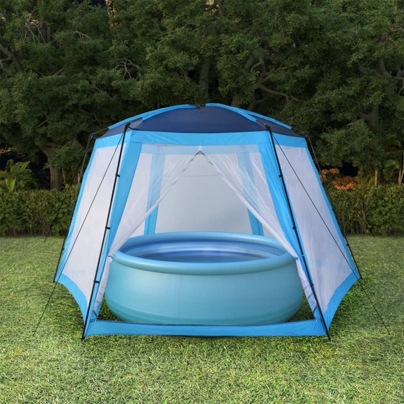 Poolzelt Stoff 590 x 520 x 250 cm Blau