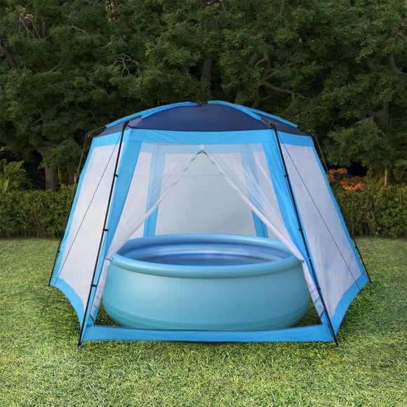 Poolzelt Stoff 660 x 580 x 250 cm Blau