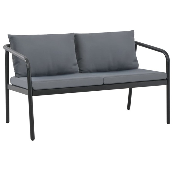 2-Sitzer-Gartensofa mit Auflagen Grau Aluminium