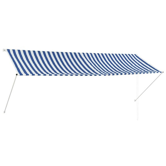 Einziehbare Markise 350 x 150 cm Blau und Weiss