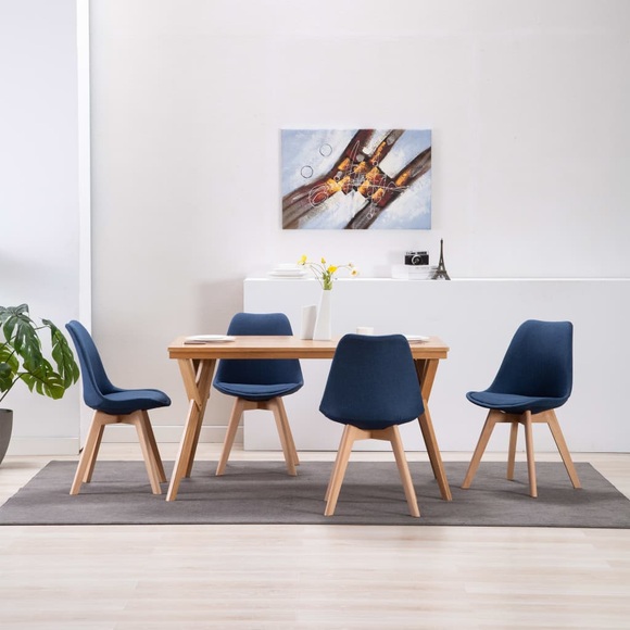 vidaXL Esszimmerstühle 4 Stück Blau Stoff