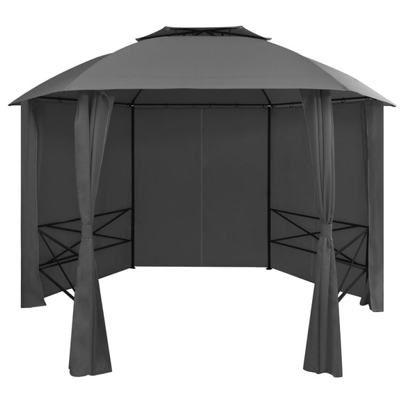 vidaXL Gartenpavillon mit Vorhängen Hexagonal 360x265 cm