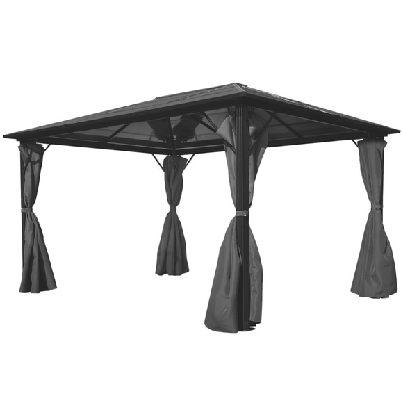 vidaXL Pavillon mit Vorhängen Anthrazit Aluminium 400 x 300 cm