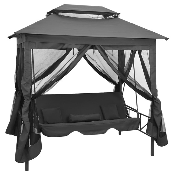 Hollywoodschaukel mit Sonnendach Anthrazit 220x160x240 cm Stahl