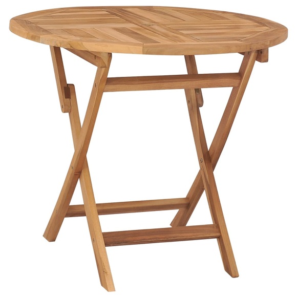 Klappbarer Garten-Esstisch Teakholz Massiv Rund 85 x 76 cm