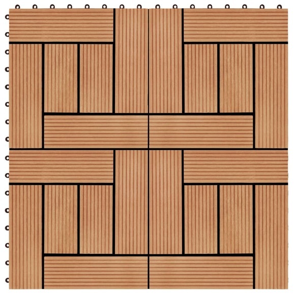 vidaXL Terrassenfliesen 11 Stück WPC 30 x 30 cm 1 qm Teakholzfarbe