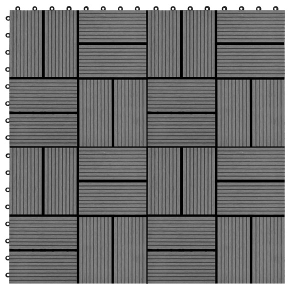 vidaXL Terrassenfliesen 11 Stück WPC 30 x 30 cm 1 qm Grau