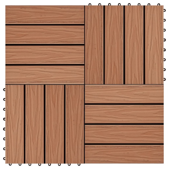 vidaXL 11 Stk. Terrassenfliesen Tiefgeprägtes WPC 30x30 cm 1 qm Hellbraun