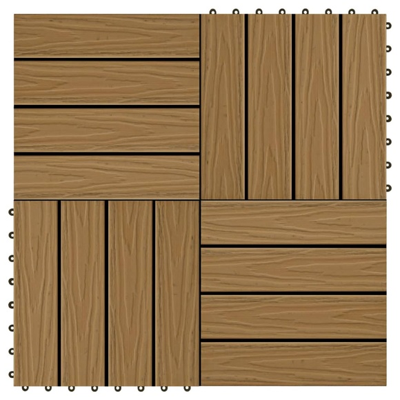 vidaXL 11 Stk. Terrassenfliesen geprägtes WPC 30x30cm 1qm Teak Farbe