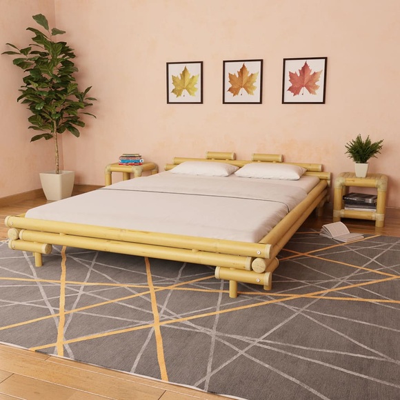 Bambusbett 160 x 200 cm Natur