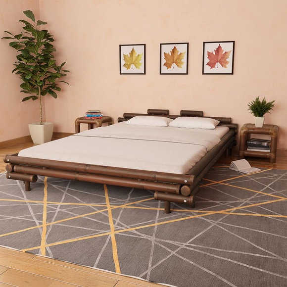 Bambusbett 160 x 200 cm Dunkelbraun