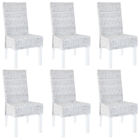 vidaXL Esszimmerstühle 6 Stk. Grau Kubu Rattan und Mangoholz