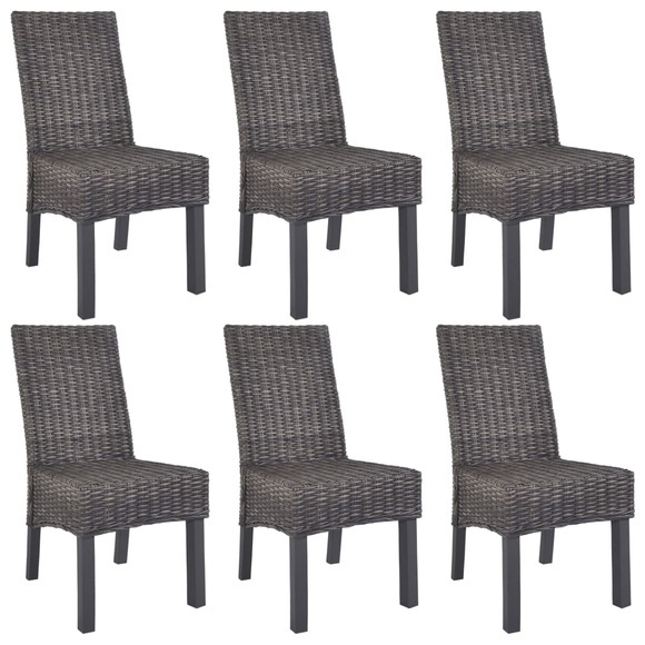 vidaXL Esszimmerstühle 6 Stk. Braun Kubu Rattan und Mangoholz
