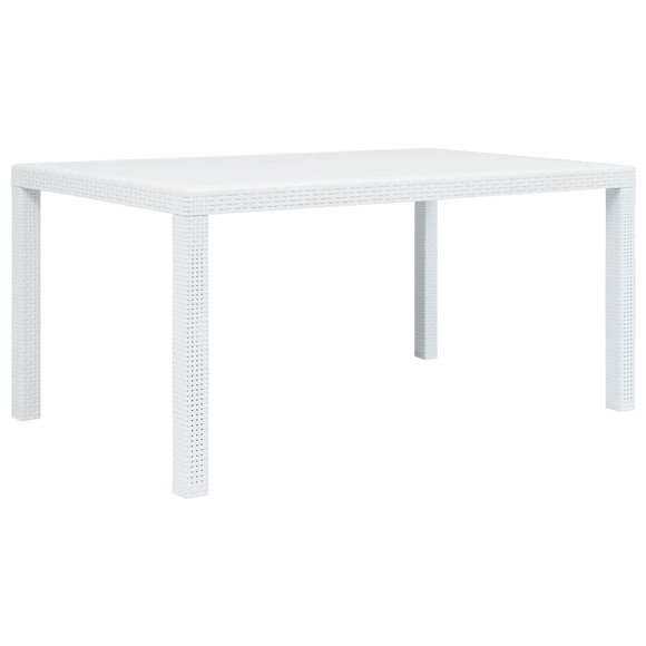 Gartentisch Weiss 150 x 90 x 72 cm Kunststoff Rattan-Optik