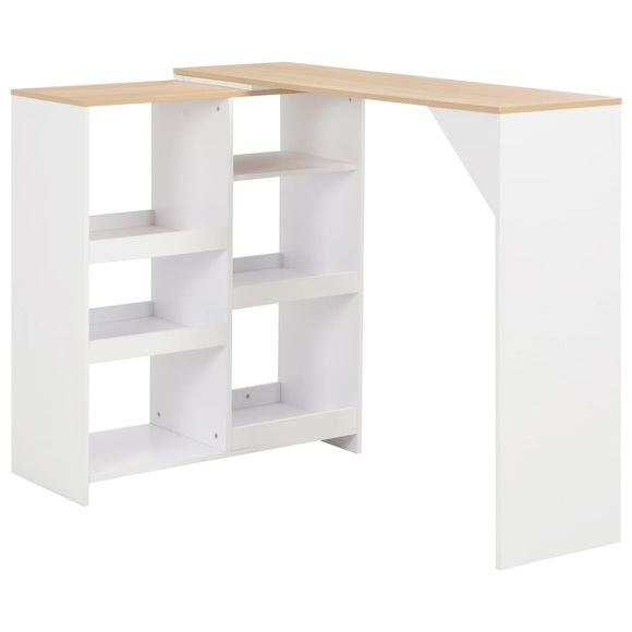 Bartisch mit Beweglichem Regal Weiss 138 x 40 x 120 cm
