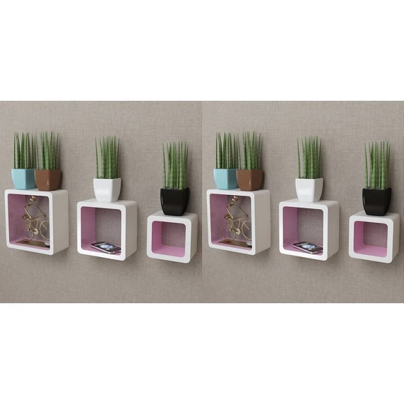 vidaXL Wandregale Regalwürfel 6 Stk. Weiß und Rosa