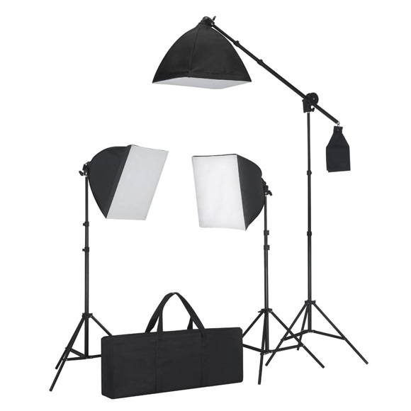 vidaXL Studiobeleuchtung-Set 3 Fotolampen mit Stativ & Softbox