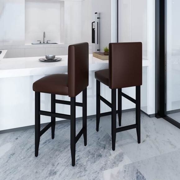 Barhocker 2 Stk. Kunstleder Braun