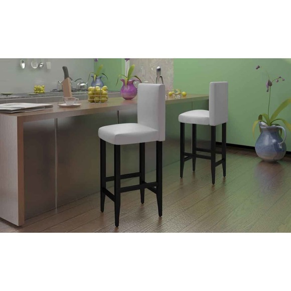 Barhocker 4 Stk. Weiss Kunstleder