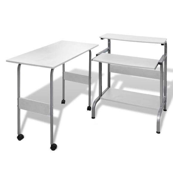 vidaXL Computertisch Schreibtisch Computerwagen PC Tisch Bürotisch weiß