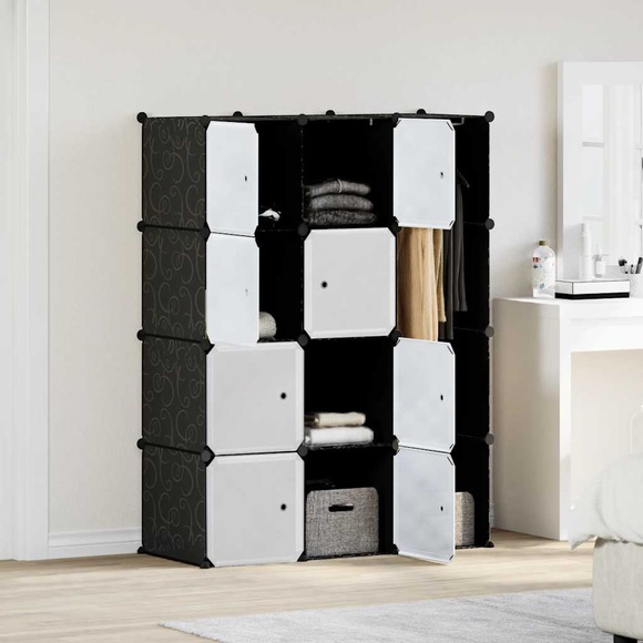 vidaXL Modularer Schrank mit 9 Fächern 37×115×150 cm Schwarz und Weiß