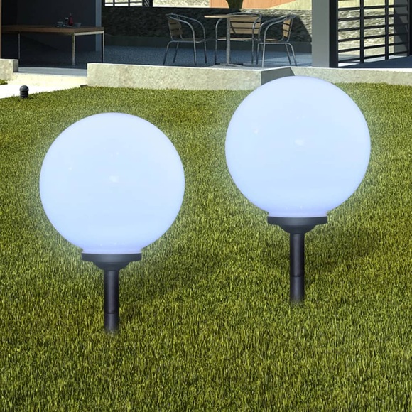 Aussenlampe Solarlampe LED Gartenkugel 2 Stk. 30cm mit Erdspiess