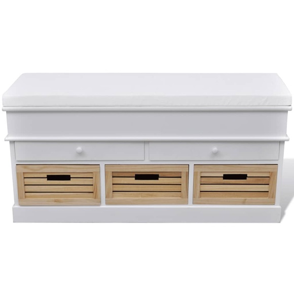 Schrank Sitzbank Truhenbank 2 Schubladen + 3 Kisten