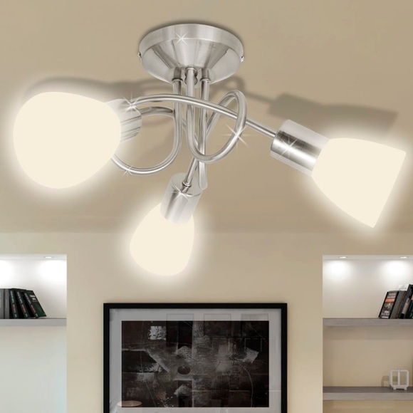 vidaXL Deckenleuchte mit Glas-Lampenschirmen für 3 E14 Glühlampen