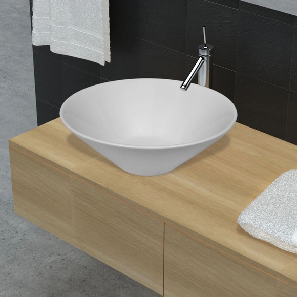 Keramik Waschtisch Waschbecken Becken Porzellan Weiss