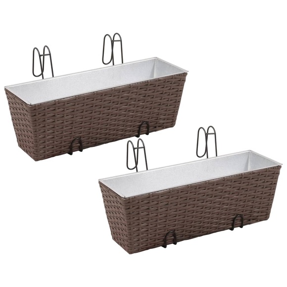 vidaXL 2 x Blumentopf Blumenkübel Übertopf Pflanzenkübel Braun 50 cm