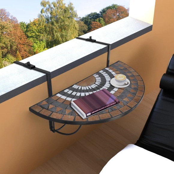 vidaXL Balkonhängetisch Terracotta und Weiß Mosaik