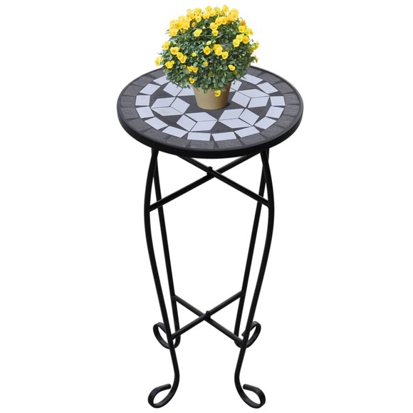 vidaXL MOSAIK Beistelltisch Tisch Bistrotisch Blumenständer Schwarz