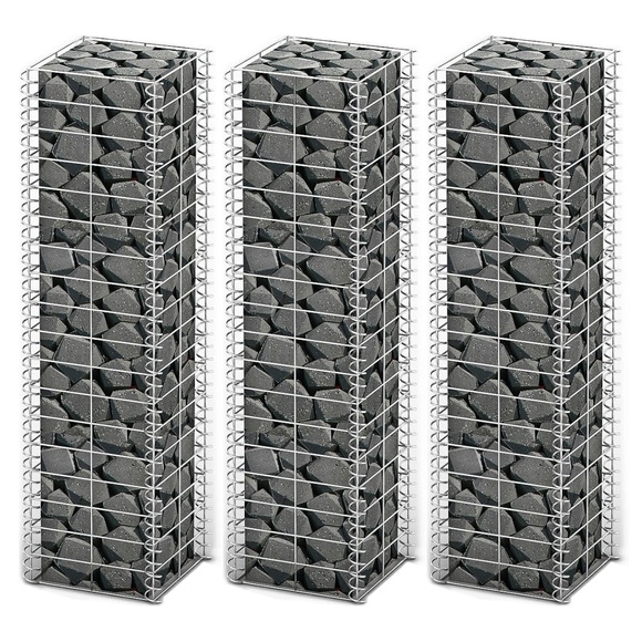vidaXL Gabionen-Set 3-tlg. Verzinkter Draht 25×25×100 cm