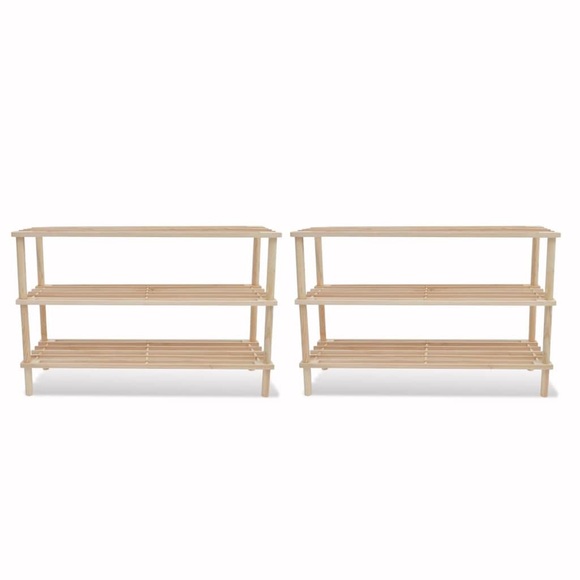 2x Holz Schuhregal Schuhablage 3 Ablage