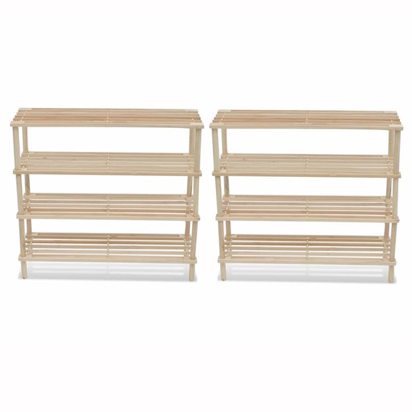 2x Holz Schuhregal Schuhablage 4 Ablage