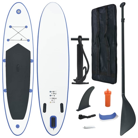 Stand Up Paddle Surfboard aufblasbar Blau und Weiss