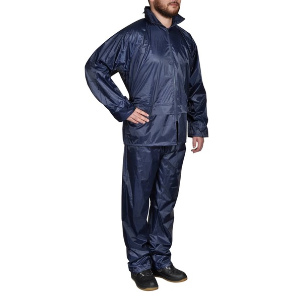 vidaXL Blaue Regenbekleidung für Männer 2-teilig mit Kapuze Größe XXL