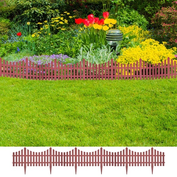 17er Set Gartenzaun 10 m Beeteinfassung Beetumrandung Braun