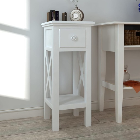 Beistelltisch mit Schublade Weiss