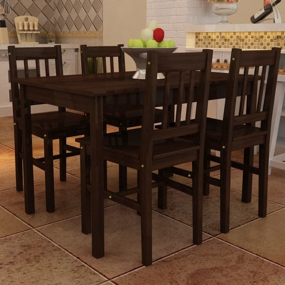 vidaXL Esstisch Holztisch mit 4 Holzstühlen Esszimmerset braun