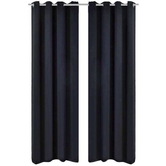 vidaXL Verdunkelungs-Vorhänge mit Metallringen 135 x 245 cm Schwarz blackout