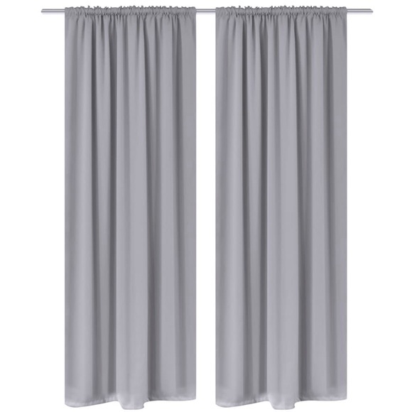 vidaXL Verdunkelungs-Vorhänge mit Schlaufen 135 x 245 cm Grau blackout